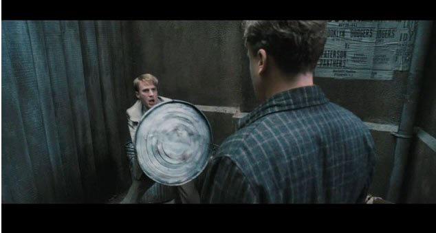 Steve Rogers with trash can lid